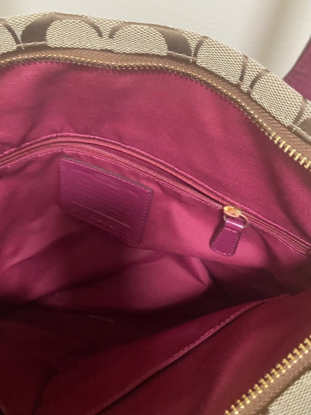 Coach Signature Stripe Python Print Color Raspberry F25706 Bag - Picture 5 of 11